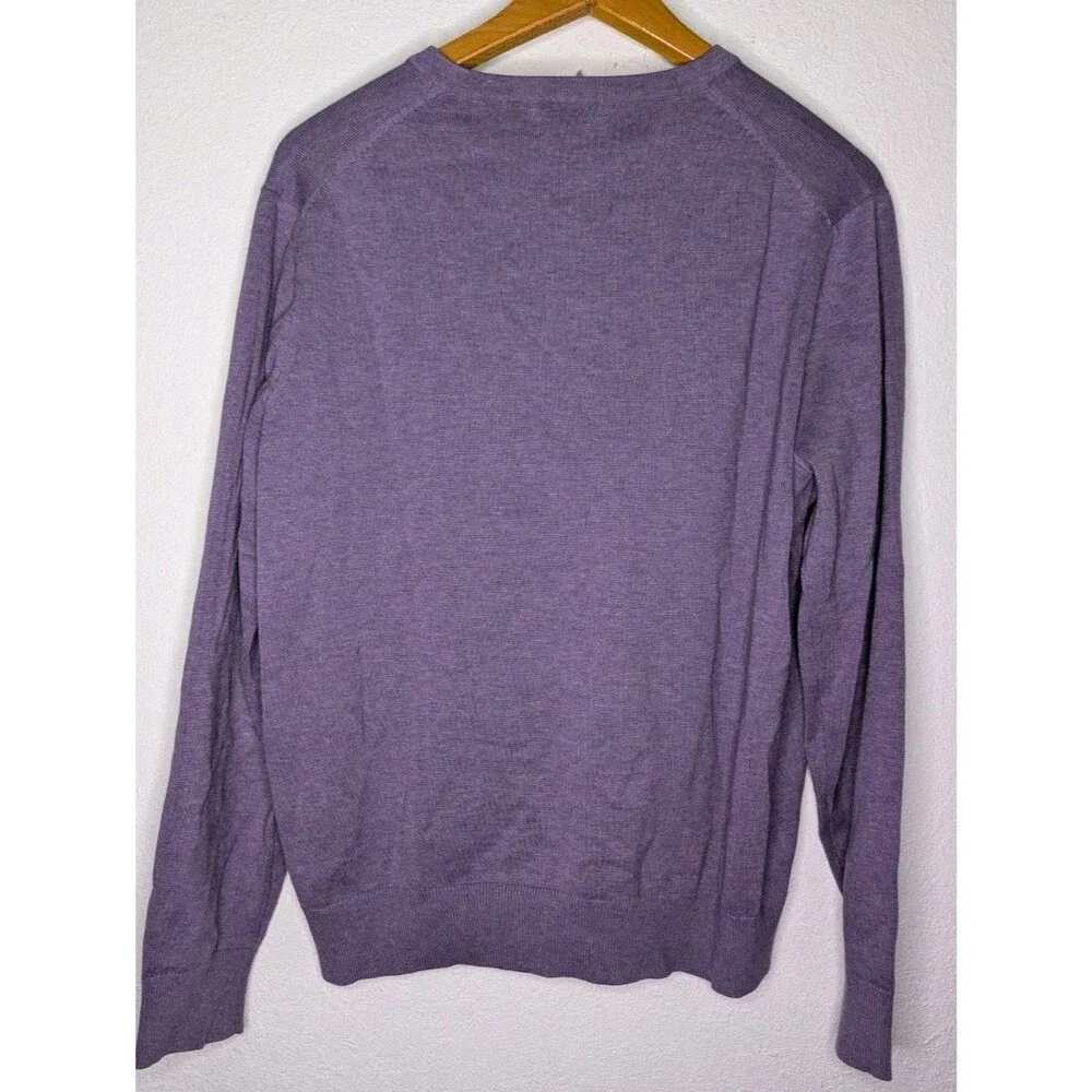 Lands' End Sweater Mens Large (42-44) Purple Supima Cotton Pullover (000)